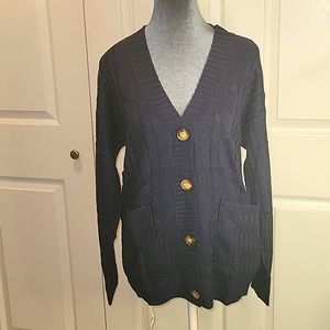 NWT 📦 Navy Button Up Cable Knit Cardigan Sweater